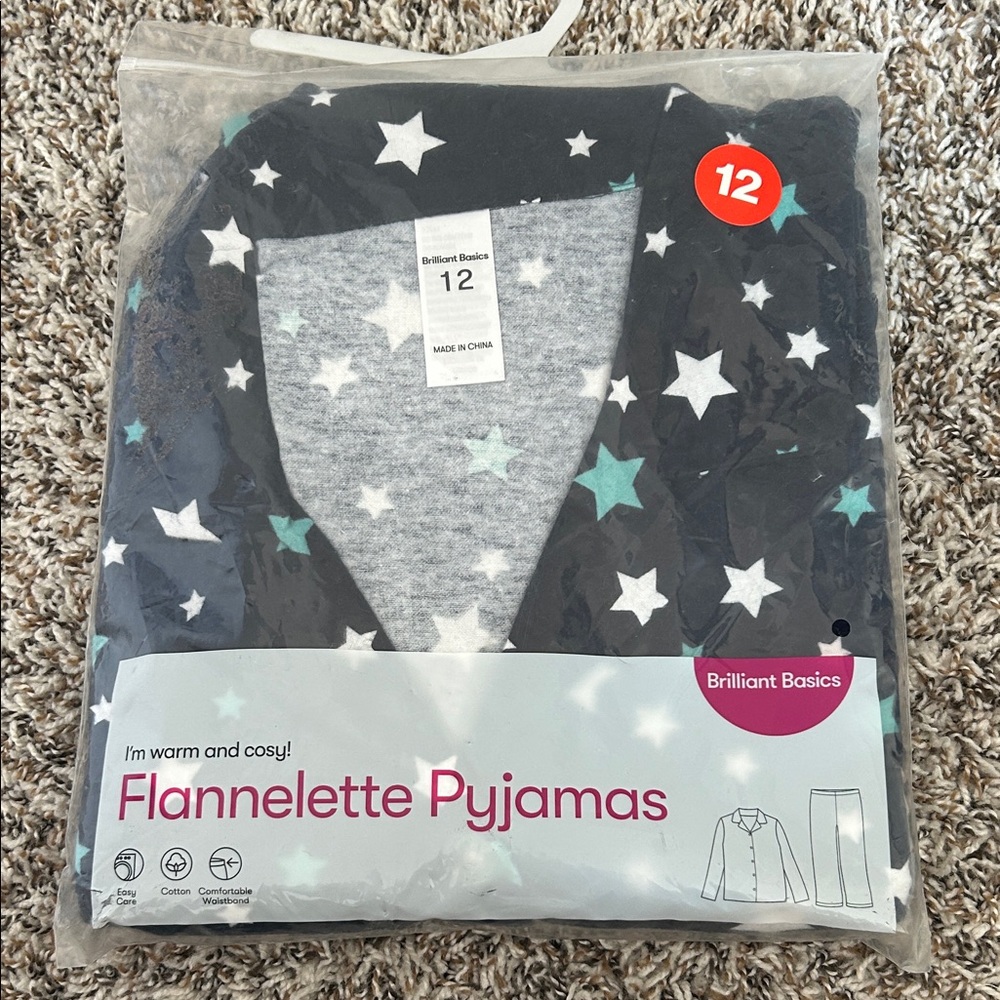 Flannelette Pajama Set - Navy.